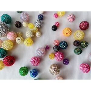 Assorted Disco Ball Beads Bubblegum Resin Rhinestone Bead Lot Rainbow